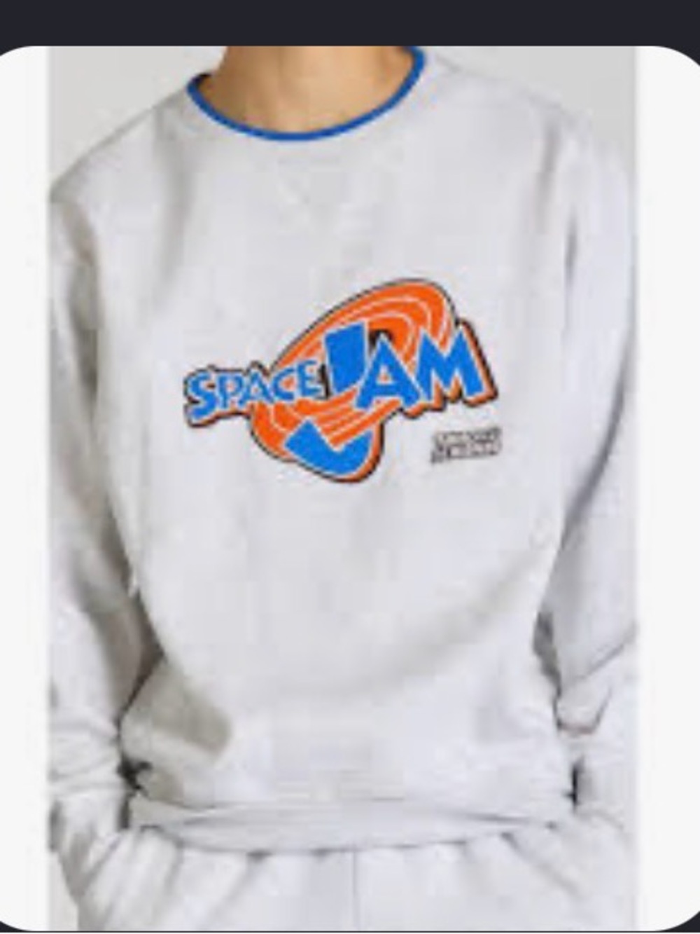 New Champion White Crewneck with Blue and Orange Space Jam Logo